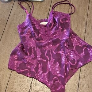 Vintage Victoria's Secret Purple Lace Cami Bodysuit Gold Label